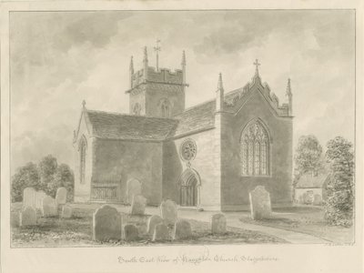 Iglesia de Haughton: dibujo en sepia, 1842 de John Buckler