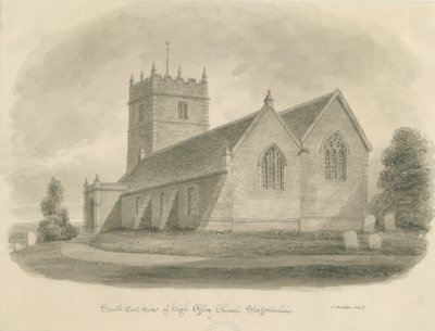 Iglesia de High Offley: dibujo en sepia de John Buckler