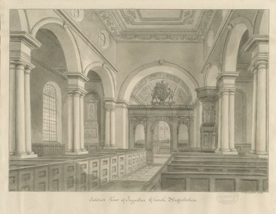 Interior de la Iglesia de Ingestre de John Buckler