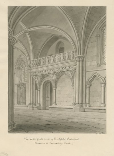 Interior de la Catedral de Lichfield - Entrada a la Corte Consistorial de John Buckler