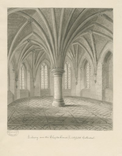 Interior de la Catedral de Lichfield - Biblioteca sobre la Sala Capitular de John Buckler