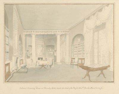 Kent - Bromley Hill - Interior de la Sala de la Biblioteca de John Buckler