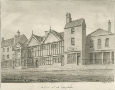 Leek Town - Casas Antiguas: dibujo en sepia, 1844 de John Buckler