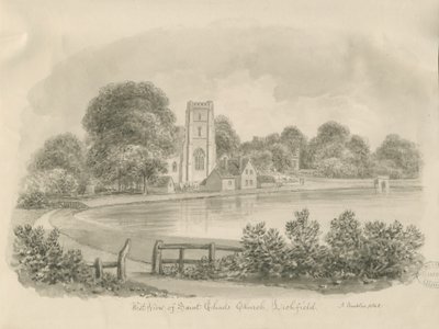 Lichfield - Iglesia de San Chad: dibujo en sepia de John Buckler