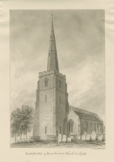 Lichfield - Iglesia de San Miguel: dibujo en sepia de John Buckler