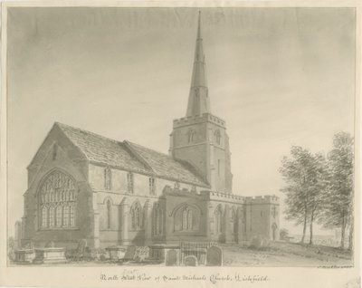 Lichfield - Iglesia de San Miguel: dibujo en sepia de John Buckler