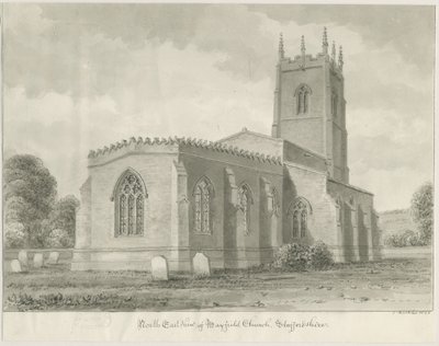Iglesia de Mayfield: dibujo en sepia, 1844 de John Buckler