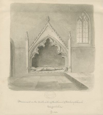 Iglesia de Norbury - Monumento a Ralph le Botiler de John Buckler