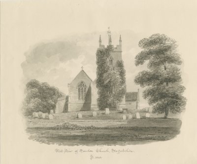 Iglesia de Sandon: dibujo en sepia, 1843 de John Buckler
