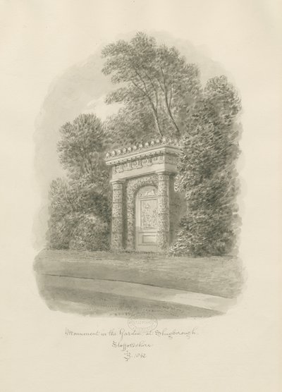 Shugborough - Monumento: dibujo en sepia de John Buckler