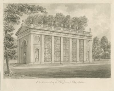Shugborough Hall - Conservatorio: dibujo en sepia de John Buckler