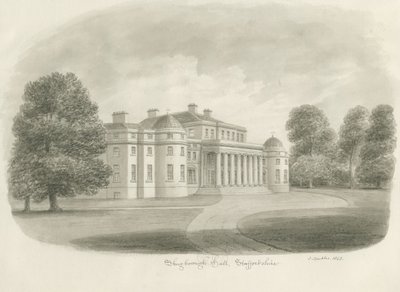 Salón Shugborough: dibujo en sepia, 1843 de John Buckler