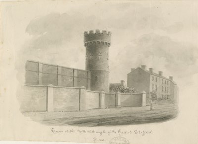 Stafford - Torre Redonda de la Cárcel: dibujo en sepia, 1843 de John Buckler