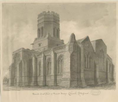 Stafford - Iglesia de St. Mary: dibujo en sepia, 1837 de John Buckler