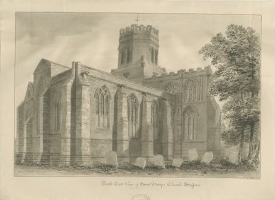 Stafford - Iglesia de St. Mary: dibujo en sepia, 1841 de John Buckler