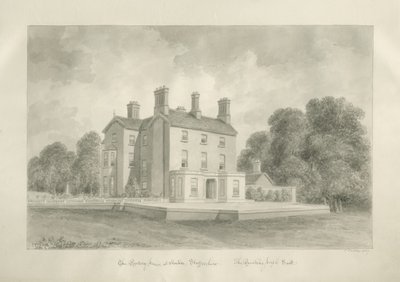 Standon - Rectoría del Reverendo Joseph Salt: dibujo en sepia de John Buckler