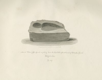 Iglesia de Standon: Antiguo Ataúd de Piedra: dibujo a tinta sepia, 1847 de John Buckler