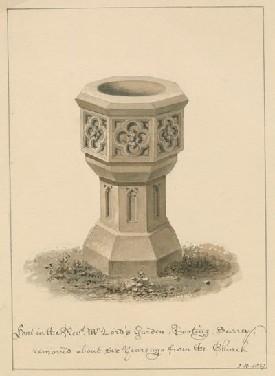 Surrey - Tooting - Fuente en el Jardín del Reverendo Sr. Lord, 1827 de John Buckler