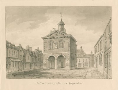 Tamworth - La Casa del Mercado: dibujo en sepia de John Buckler