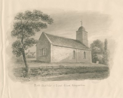 Iglesia de Tixall: dibujo en lavado sepia, nd [?1841] de John Buckler