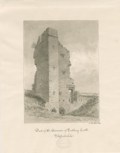 Castillo de Tutbury: dibujo en sepia de John Buckler
