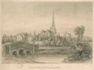 Ciudad de Uttoxeter: dibujo en sepia, 1839 de John Buckler