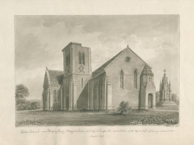 Iglesia de Walton-on-the-Hill: dibujo en sepia, 1844 de John Buckler