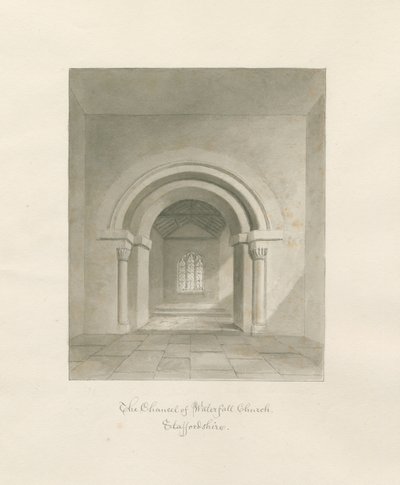 Iglesia de la Cascada - Interior del Presbiterio: dibujo en sepia, 1847 de John Buckler