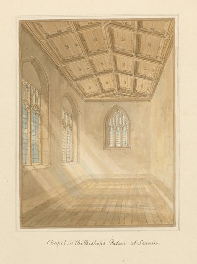 Wiltshire - Sarum - Interior de la capilla en el Palacio del Obispo, 1800 de John Buckler