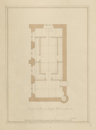 Wiltshire - Sarum - Plano del Palacio del Obispo de John Buckler