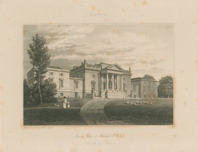 Wiltshire - Stourhead - Mansión: grabado de John Buckler
