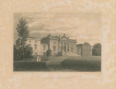 Wiltshire - Stourhead - Mansión: grabado, 1817 de John Buckler