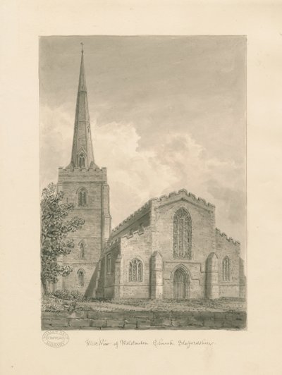 Iglesia de Wolstanton: dibujo en sepia de John Buckler
