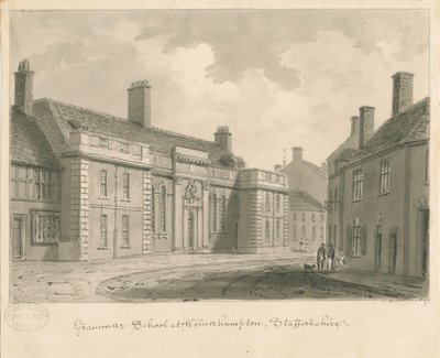Wolverhampton - Escuela de Gramática: dibujo en sepia, 1837 de John Buckler