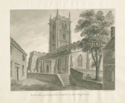 Wolverhampton - Iglesia de San Pedro: dibujo en sepia de John Buckler