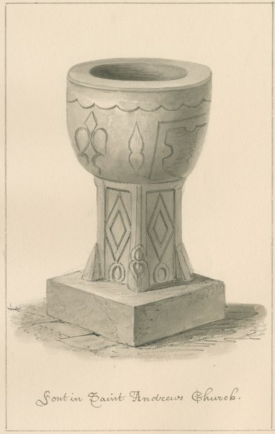 Worcestershire - Droitwich - Pila Bautismal de la Iglesia de San Andrés, 1833 de John Buckler