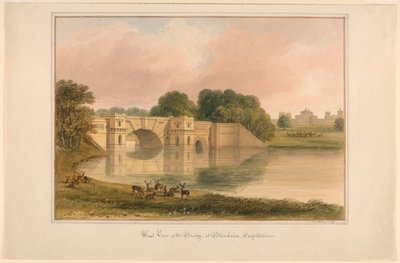 Vista oeste del puente en Blenheim, Oxfordshire de John Buckler, F.S.A.