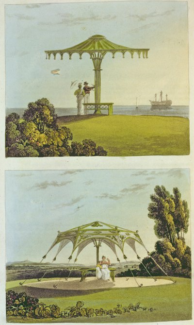 Dos asientos de jardín ornamentados de 