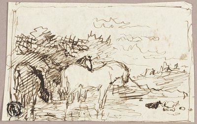 Boceto de Caballos Parados en el Agua de John Burnet