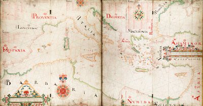 Carta de los mares Mediterráneo, Negro y Caspio de John Burston