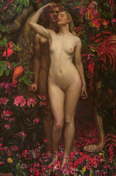 Adán y Eva con la serpiente, 1877 de John Byam Liston Shaw