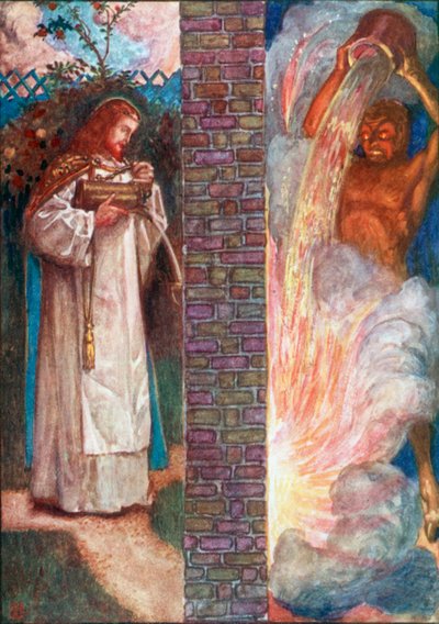 Cristo y el Diablo (litografía en color) de John Byam Liston Shaw