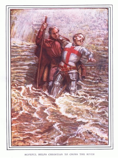 Esperanzado ayuda a Cristiano a cruzar el río de John Byam Liston Shaw