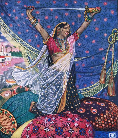 Menos que el polvo, ilustración de El jardín de Kama (y otras letras de la India), 1920 de John Byam Liston Shaw
