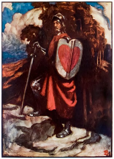 El Sr. Gran-Corazón de El progreso del peregrino de este mundo al venidero por John Bunyan (1628-1688) Ilustración de Byam Shaw (1872-1919), Gran-Corazón, protector y leal compañero de Cristiana de John Byam Liston Shaw