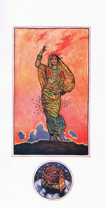 Reminiscencia de Mahomed Akram, ilustración de El jardín de Kama (y otras letras de la India), 1920 de John Byam Liston Shaw