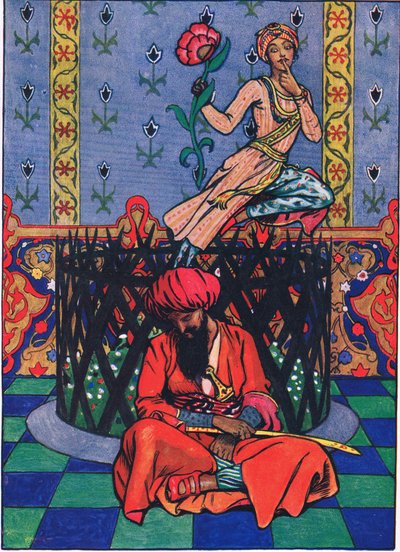 Ensoñación de Ormuz el Persa, ilustración de El jardín de Kama (y otras letras de la India), 1920 de John Byam Liston Shaw