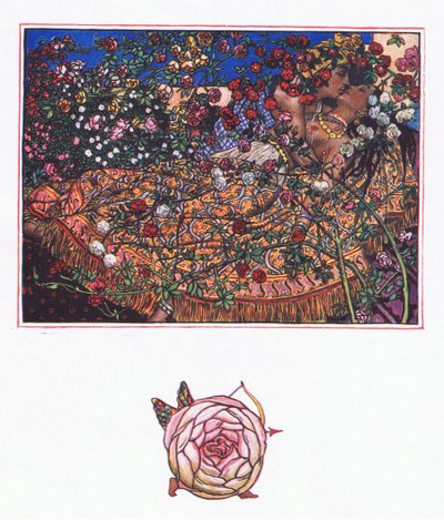 Canción de Gulbaz, ilustración de El jardín de Kama (y otras letras de la India), 1920 de John Byam Liston Shaw