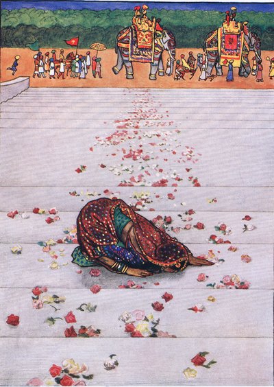 Canción del esclavo devoto, ilustración de "El jardín de Kama" de John Byam Liston Shaw