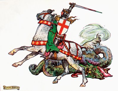 San Jorge y el Dragón, ilustración del libro infantil de la Princesa Marie-José, publicado en 1916 de John Byam Liston Shaw